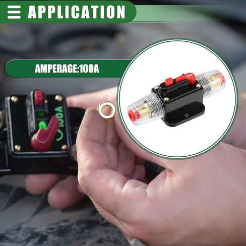 Motoforti Universal DC 12V-24V Fuse Holder 150A Inline Circuit Breaker Reset Fuse Holder for Car Marine Audio Stereo System Protection, Durable, Zinc Alloy, Black, 2 Set in Saudi Arabia