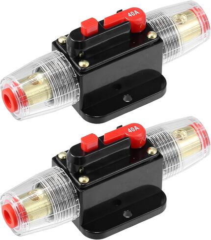 Motoforti Universal DC 12V-24V Fuse Holder 150A Inline Circuit Breaker Reset Fuse Holder for Car Marine Audio Stereo System Protection, Durable, Zinc Alloy, Black, 2 Set in Saudi Arabia