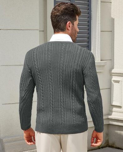 Mens Sweater Crewneck Sweaters for Men Dress Sweater Cable Knit Sweater Lightweight Mens Pullover Sweater in Saudi Arabia