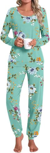 HOTGIFT Women's Fall Pajamas Set with Pockets Soft Pants with Long Sleeve Top Ladies Sleepwear in Saudi Arabia