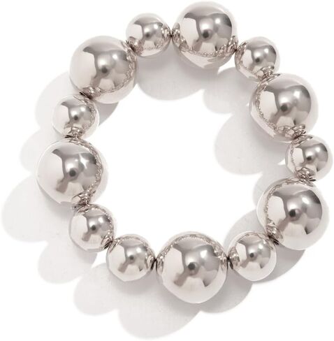 Gold Beaded Bracelet for Women Big Round Ball Beaded Elastic Bracelet Chunky Gold Bracelet Adjustable Stretch Strand Bracelet Fashion Dainty Jewelry Gift for Women in Kuwait