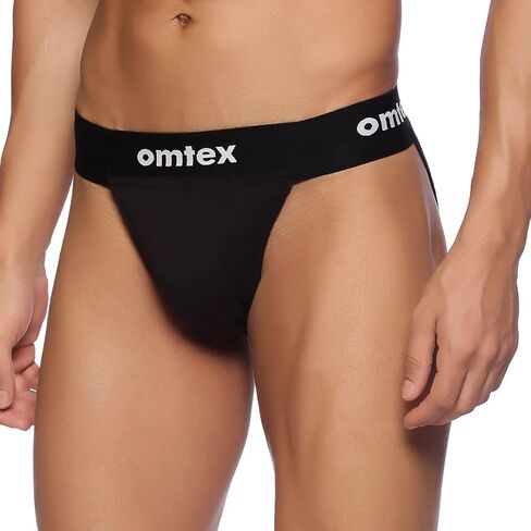 داعم خلفي مغطى من ريو للرجال مع جيب على شكل كوب، مثالي للتمرين والرياضة ملابس داخلية سريعة الجفاف ماصة للرطوبة - أسود - مقاس X-Large in Kuwait