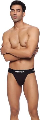 داعم خلفي مغطى من ريو للرجال مع جيب على شكل كوب، مثالي للتمرين والرياضة ملابس داخلية سريعة الجفاف ماصة للرطوبة - أسود - مقاس X-Large in Kuwait