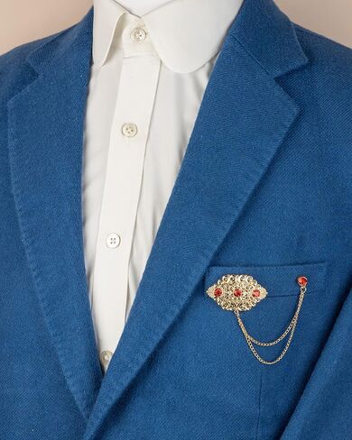 Knighthood Abstract Gold Engraving Badge With Stone And Hanging Tassel Chain Collar Pin Brooch, Suit Stud, Shirt Studs, Lapel Pin Accessories for Men Women in Kuwait