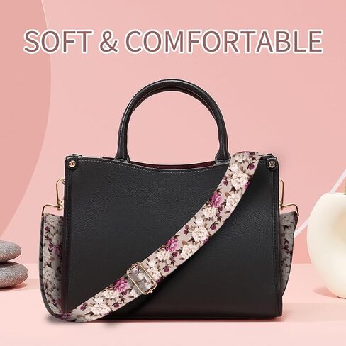Purse Strap Replacement Crossbody, 3.8cm Wide Shoulder Strap Adjustable Replacement Belt Gold Buckle, Handbag Crossbody Bag Strap Luxury Peony Flowers in Kuwait