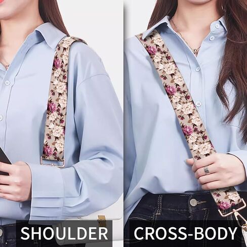 Purse Strap Replacement Crossbody, 3.8cm Wide Shoulder Strap Adjustable Replacement Belt Gold Buckle, Handbag Crossbody Bag Strap Luxury Peony Flowers in Kuwait