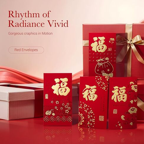 ThxToms 36pcs Red Envelopes Chinese New Year,Red Chinese Envelopes for Money 2025 Snake Lunar New Year,6 Designs, Gold Foil Fu, L in Kuwait