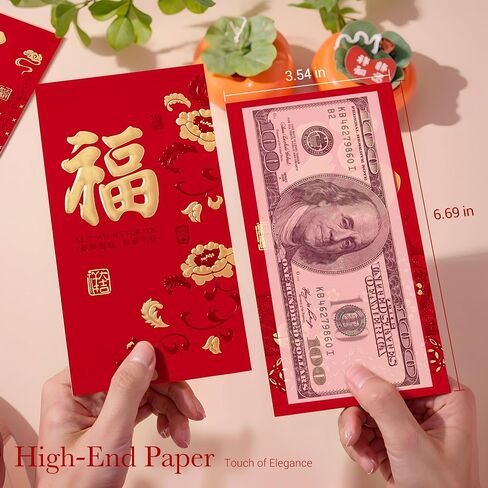 ThxToms 36pcs Red Envelopes Chinese New Year,Red Chinese Envelopes for Money 2025 Snake Lunar New Year,6 Designs, Gold Foil Fu, L in Kuwait