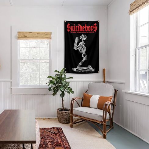 Suicide Funny Boys Band Tapestry with Skull Design Black and Red Backdrop 2×3FT Hanging Wall Tapestry Poster Signs Decor for Bedroom College Livng Room Dorm Parties Decor in Saudi Arabia