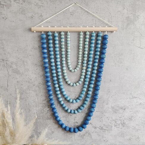 YarnieJiajia Wooden Beads Boho Home Decor Bedroom Tapestry Aesthetic Minimalist Farmhouse Wall Hanging Decor Netural For Living Room College Dorm Nursery Classroom (Black Coffee) in Saudi Arabia