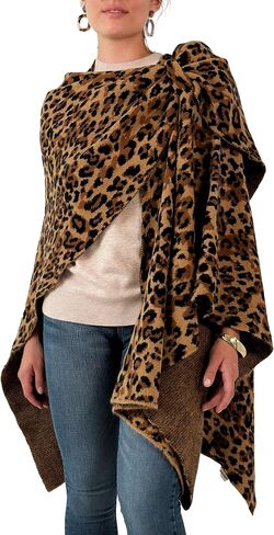 CATCHY & CRAFTY Women's Shawl Wrap Poncho Ruana Cardigan Stylish Cape for Women Open Front Sweater Blanket Holiday Gifts in Saudi Arabia