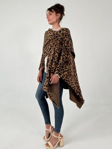CATCHY & CRAFTY Women's Shawl Wrap Poncho Ruana Cardigan Stylish Cape for Women Open Front Sweater Blanket Holiday Gifts in Saudi Arabia