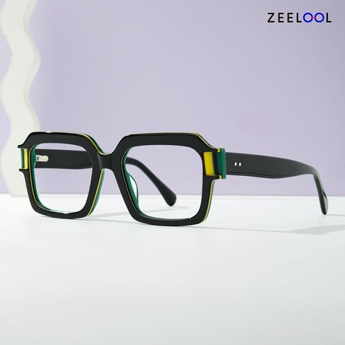 Zeelool Square Blue Light Blocking Glasses for Men, Glasses Frames Eyewear with Clear Lenses & Spring Hinges ZJGA914355 in Saudi Arabia
