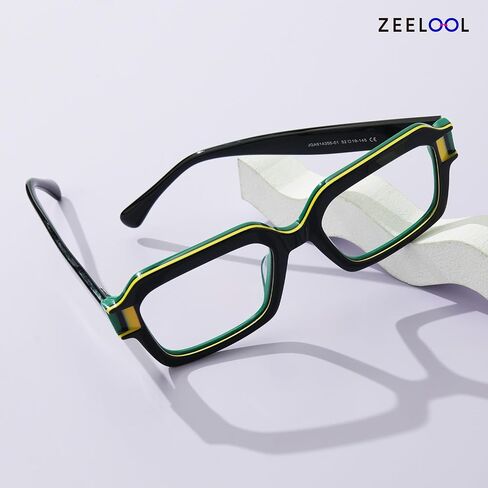 Zeelool Square Blue Light Blocking Glasses for Men, Glasses Frames Eyewear with Clear Lenses & Spring Hinges ZJGA914355 in Saudi Arabia