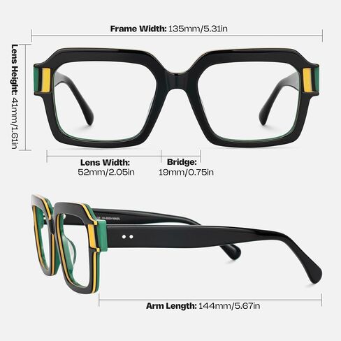 Zeelool Square Blue Light Blocking Glasses for Men, Glasses Frames Eyewear with Clear Lenses & Spring Hinges ZJGA914355 in Saudi Arabia