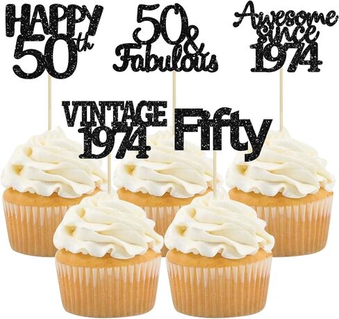 Gyufise 30Pcs 60th Birthday Cupcake Toppers Vintage 1964 Cake Decorations Cheers to 60 Fabulous Sixty Cupcake Picks 60th Birthday Wedding Anniversary Party Cake Decorations Supplies Black in Kuwait
