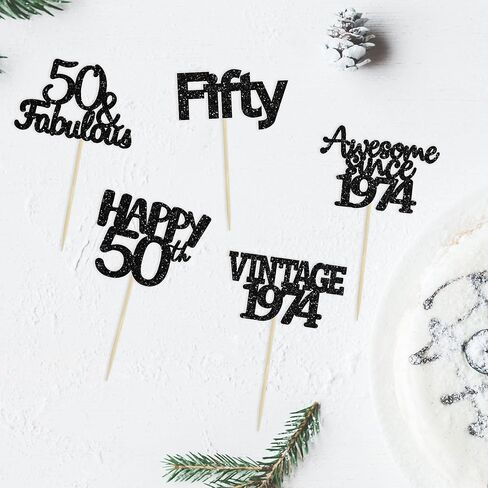 Gyufise 30Pcs 60th Birthday Cupcake Toppers Vintage 1964 Cake Decorations Cheers to 60 Fabulous Sixty Cupcake Picks 60th Birthday Wedding Anniversary Party Cake Decorations Supplies Black in Kuwait