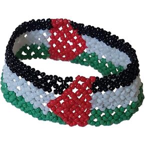 Unisex Palestine Ajustable Handmade Beaded Flag Fashion Bracelet