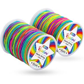 2 Rolls of Rainbow Elastic String for Bracelets, 200m Stretchy Colorful Thread for Jewelry Making, Colored Stretch Cord / String for DIY Bracelets