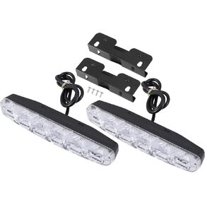 Car LED Switchback Daytime Running Light Bar 6.1Inch Flowing Turn Signal Lamp Off Road Work Light Waterproof White Amber Light Plastic Black (Set of 2)