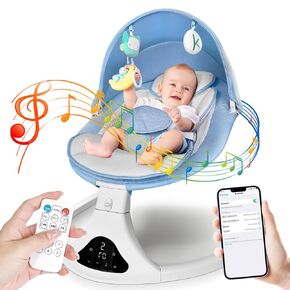 Baby Swing for Infants,Electric Portable Baby Swing 0-6 Months Newborn,Baby Swing with 5 Speeds and Remote Control,3 Timer Settings.