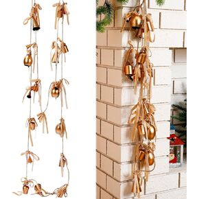 Kasyat 20 Pcs Christmas Decor Bells Vintage Rustic Metal Cow Bells Antique Hanging Cow Handmade Bells with Jute Rope Ribbon Velvet Ribbon for Farmhouse Holiday Decor Wall Accents and Gifts