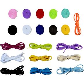 Colored Shoe Laces Set of 20 Pairs, 47 Inches, 10 Flat and 10 Round, for Sneakers, Skate Shoes, Basketball Shoes