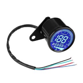 Digital Motorcycle Speedometer, Keenso 12V DC Universal Motorcycle Waterproof LED Backlight Digital Speedometer Tachometer Speed Gauge Oil Level Meter Voltmeter Voltage Black