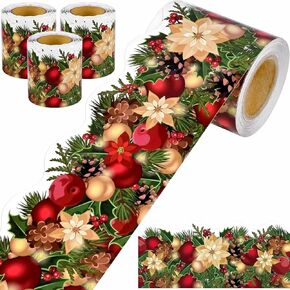 60ft Christmas Festive Decorative Border Trim Classroom Border Trim Decorations Themed Border Sticker for Photo Wall Bullet Boards Desks Display Home and School Decorations