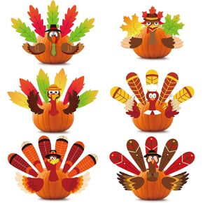 202 Pieces Thanksgiving Pumpkin Turkey Making Kit Large Thanksgiving Make A Turkey Craft Turkey Pumpkin Decoration Turkey Decor Kit for Kids DIY Autumn Fall Thanksgiving Harvest Home Decor