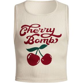 SHENHE Men's Letter Graphic Print Ribbed Tank Top Sleeveless Crew Neck Slim Fit Summer Top