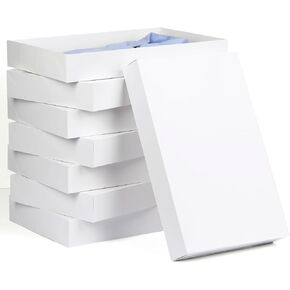 Moretoes 8pcs XLarge Gift Boxes with Lids for Presents, White Robe Boxes, Large Shirt Boxes Bulk for Wrapping Gifts, Christmas, Holidays, Birthdays, Graduations, Weddings (17''x11''x2.4'')