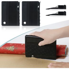 Quicker and Easier Gift Wrap Cutter (2-Pack) | Wrapping Paper Cutter with Replaceable Blade Sets | Christmas Holiday Birthday Wrapping Tool(Black+Black)