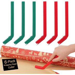 6Pcs Wrapping Paper Cutter, Handheld Gift Wrap Cutter Tool Blade Paper Slicer Christmas Gift Wrapping Paper Cutter Cutting Tools for Wrapping Paper Craft Paper Green Red
