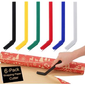 6Pcs Wrapping Paper Cutter, Handheld Gift Wrap Cutter Tool Blade Paper Slicer Christmas Gift Wrapping Paper Cutter Cutting Tools for Wrapping Paper Craft Paper Multiple Colors
