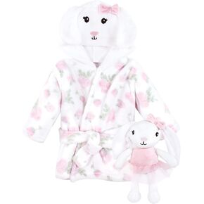 Hudson Baby Unisex Baby Plush Bathrobe and Toy Set, Dreamy Elephant Girl, One Size