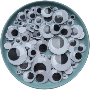SOWAKA 100 Pcs Googly Eyes Assorted Size Plastic with Self Adhesive 0.8 cm 1 cm 1.2 cm 1.5 cm 2 cm 2.5 cm 3.5 cm Round Stickers for DIY Crafting Scrapbooking Decoration (White with Eyelash)