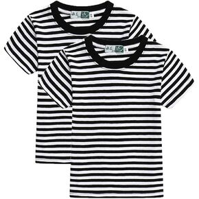 Airvid Unisex Kids Classic Striped T-Shirt Girls Boys Crewneck Cotton Jersey Tee