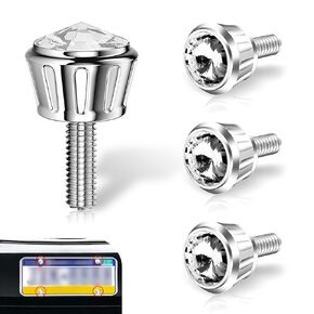 4 PCS Car License Plate Tray Fixing Bolts, Aluminum License Plate Frame Decorative Screws, Crystal Diamond Car Anti-Theft Screw Caps, Universal for Most Cars (Blue)