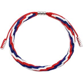 Palotay Red White and Blue String Bracelets 4th of July Bracelets Patriotic Party Favors Bracelets Adjustable American Flag Woven Bracelets Patriotic Friendship Bracelets Independence Day Jewelry