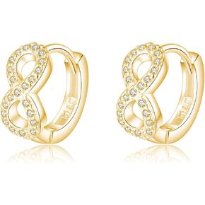 SLUYNZ Sterling Silver CZ Infinity Hoop Earring for Women Teens CZ Small Hoop Earrings Huggie