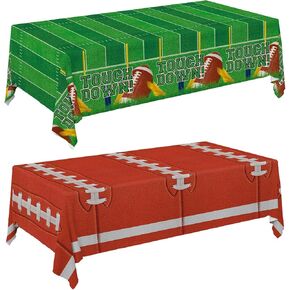 Gatherfun 2-Pack Football Party Decorations – Touchdown Tablecloth Set, 54x108 Disposable Plastic Covers for Game Party, Birthday Party & Football-Themed Favors