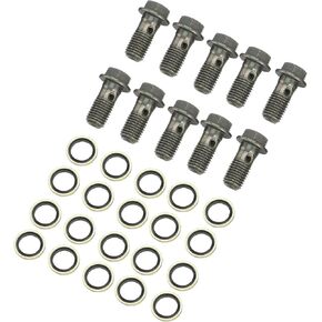 WOOSTAR Stainless Steel M10 x 1.25 Banjo Bolts Brake Fitting Adapter with M10 Copper Washers Pack of 10