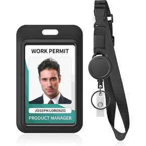 Uniclife 2 Pack Retractable Adjustable Lanyard Heavy Duty Neck Lanyard with Retractable Badge Reel Quick-Release Buckle and Adjustable Length Strong Wide Nylon Strap with Sliding ID Badge Holder