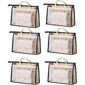 Dust Bags for Handbags - Purse Storage Organizer for Closet Moistureproof and Dustproof Cover Hanging with Zipper and Handle (Black-2XL)