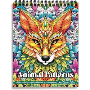 SOUTHERN LOTUS Animal Patterns Spiral Coloring Book Wirebound Hardcover Papers With Relaxing Animals Mandala Drawings Color Pages For Adults Women Seniors Mindfulness Relaxation Anxiety Relief