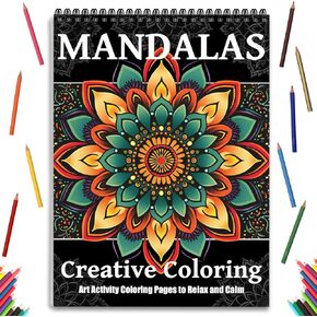 Mandala Coloring Books for Adult Women Spiral Bound Page Printed Single-Sided Gifts Arts and Crafts for Women to Relax, Anxiety and Depression 24 Colorful Coloring Pages of Mandala Creative Coloring