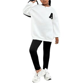 SOLY HUX Girl's Sweatsuit 2 Piece Outfits Letter Graphic Long Sleeve Sweatshirt Tops and Leggings Pants Clothing Sets
