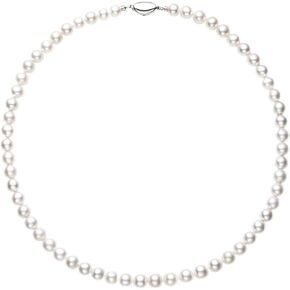 Real Pearl Necklace for Women - AAAA+ Quality Round White Freshwater Cultured Pearls (8-9mm) | 925 Sterling Silver Clasp