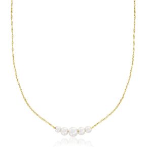 RS Pure by Ross-Simons 3-5.5mm Cultured Pearl Graduated Necklace in 14kt Yellow Gold. 16 inches
